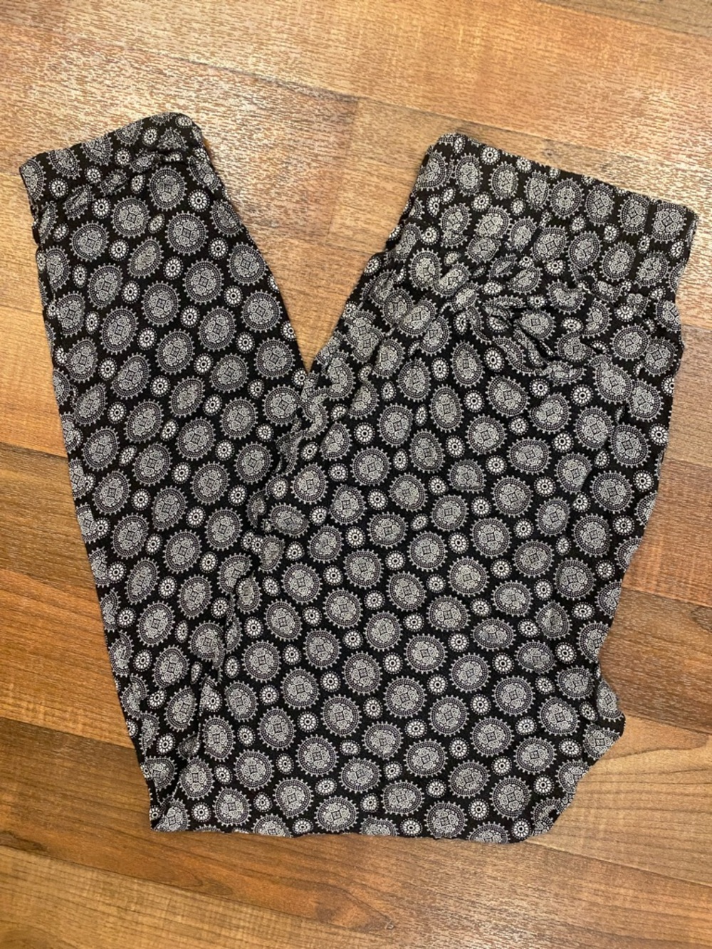 Forever 21 Black Joggers with White Medallion Print
